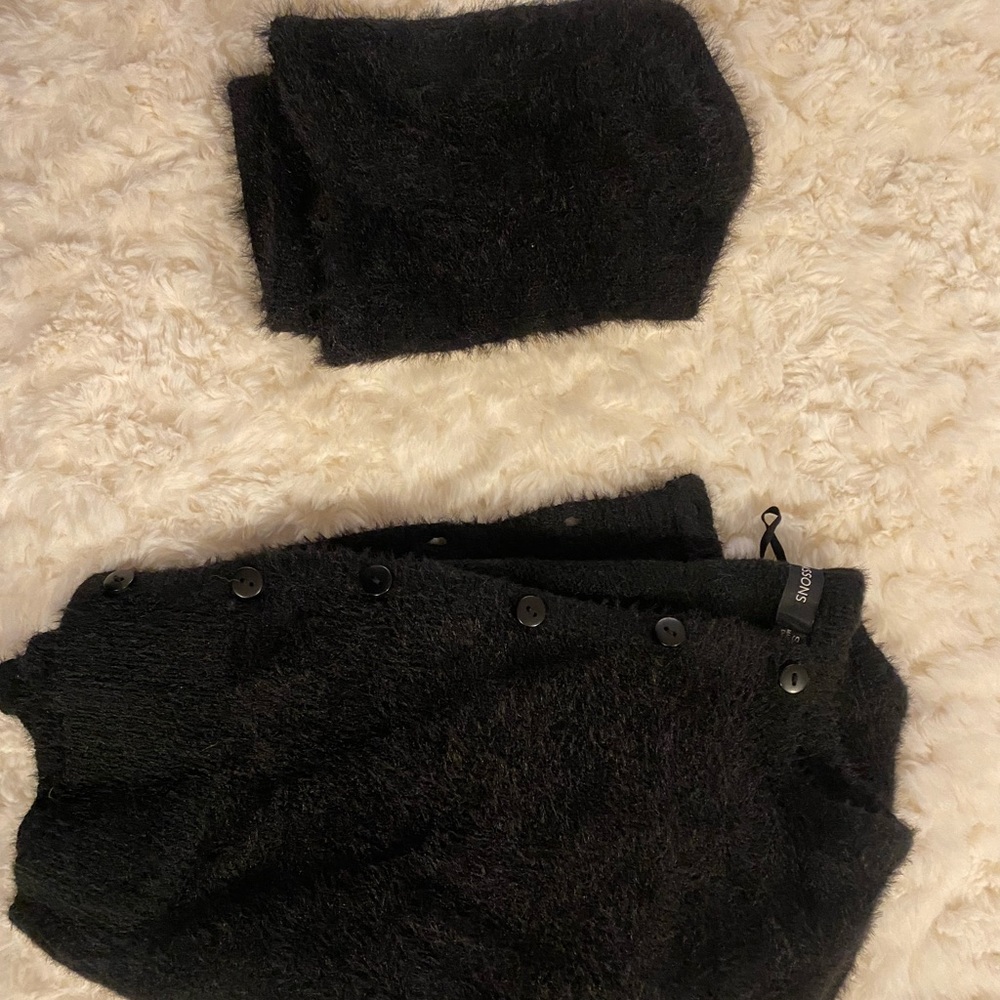 black fuzzy top and sweater set